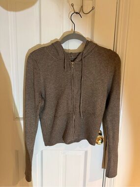 Hollister Brown Zip-Up Hooded Sweater